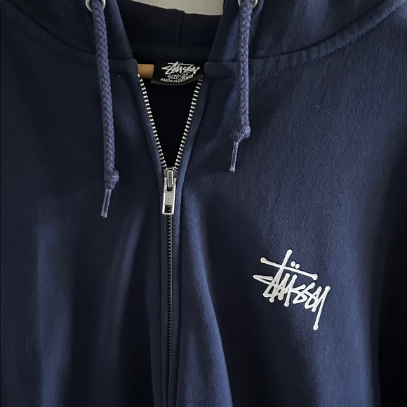 Stussy Men's Dark Blue Zip-Up Sweater - Picture 2 of 9
